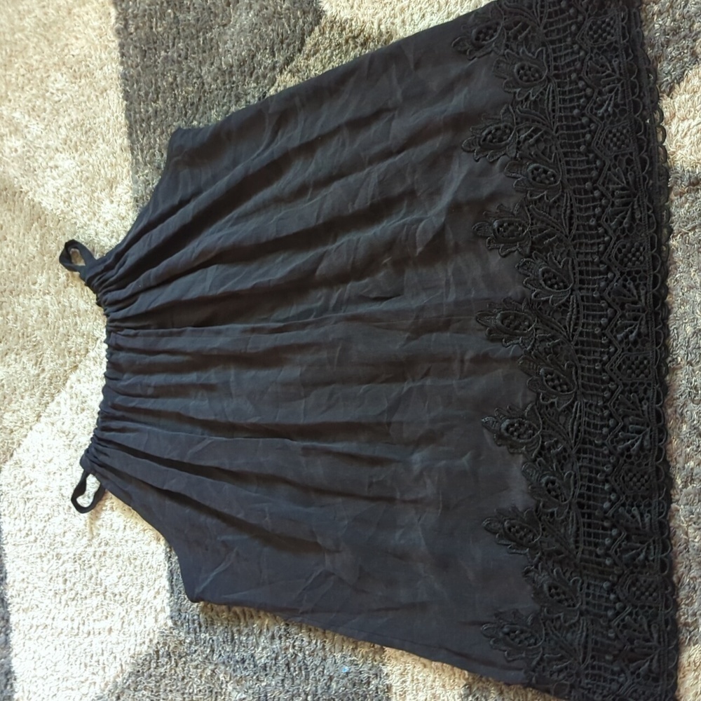 Karen Kane Blouse Top 100% Silk Black Embroidered Sleeveless Grunge - Picture 9 of 9